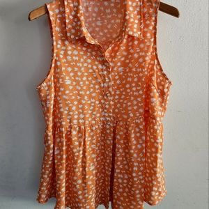 LIME LUSH  TANGERINE BUTTON UP TUNIC NEW NEVER WORN